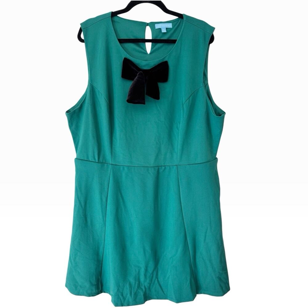 Draper James Dark Green Velvet Bow Stretchy Sheath Dress Size XXL